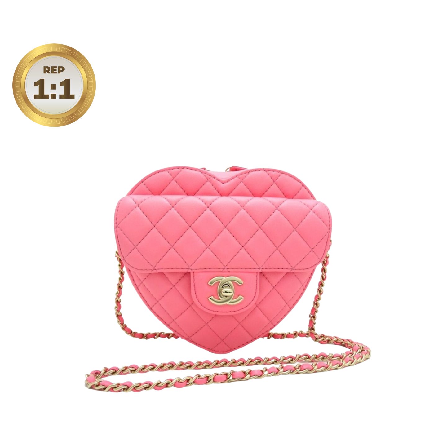 [REP 1:1] Chanel Mini Heart Bag Coral Pink For Women 7in/18cm AS3191 NH621